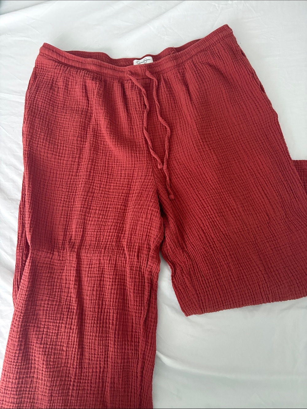 Jessica Simpson Brick Red Wide-Leg Gauze Pants